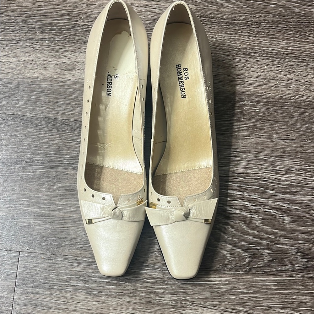 Vintage 1980-90’s Retro 1950-60’s Ros Hommerson Bone Pearl Square Heels 8.5
